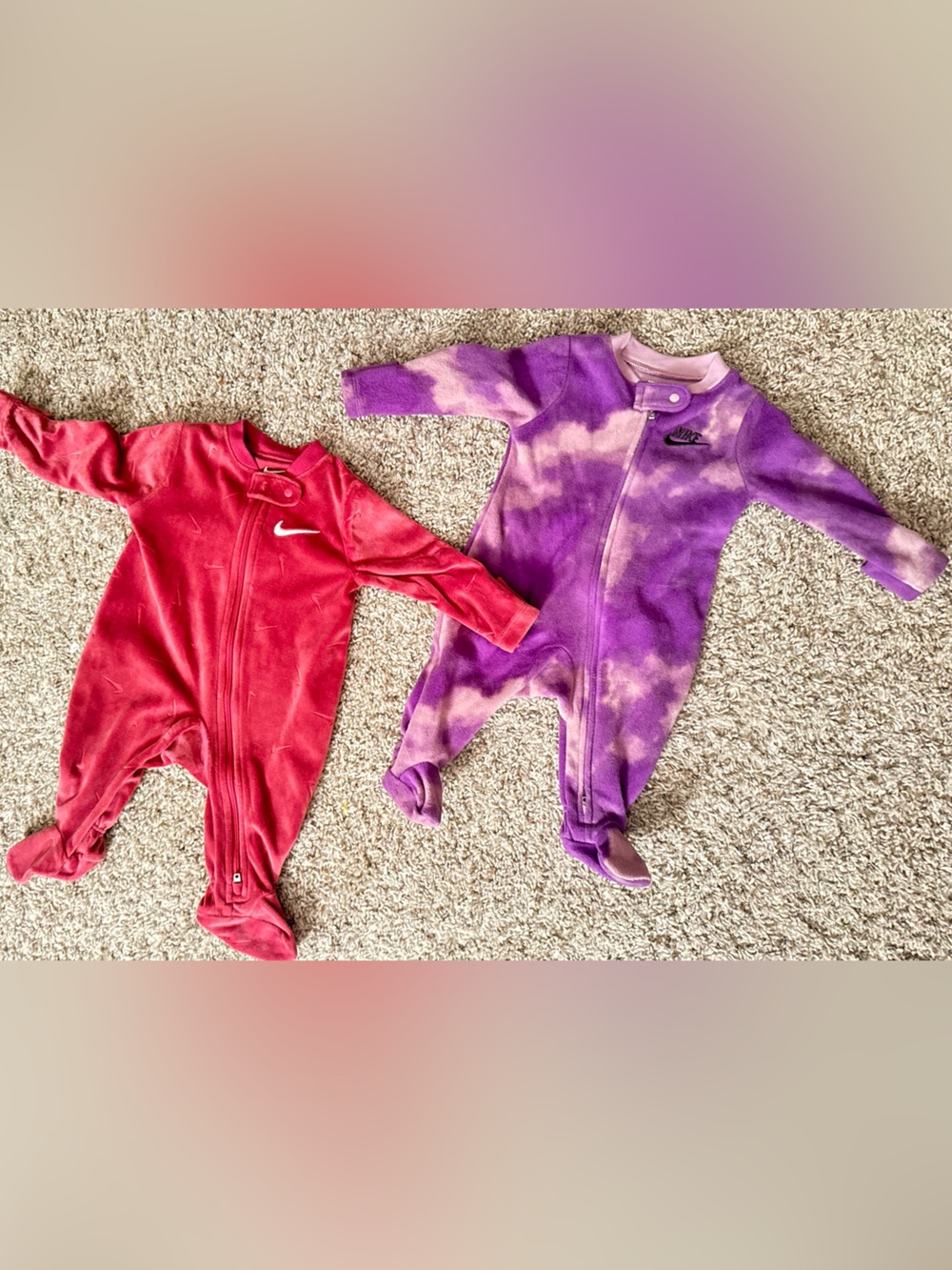 Nike Red Footed Sleeper & Nike Purple Tie-Dye Footed Sleeper - 2-Pack